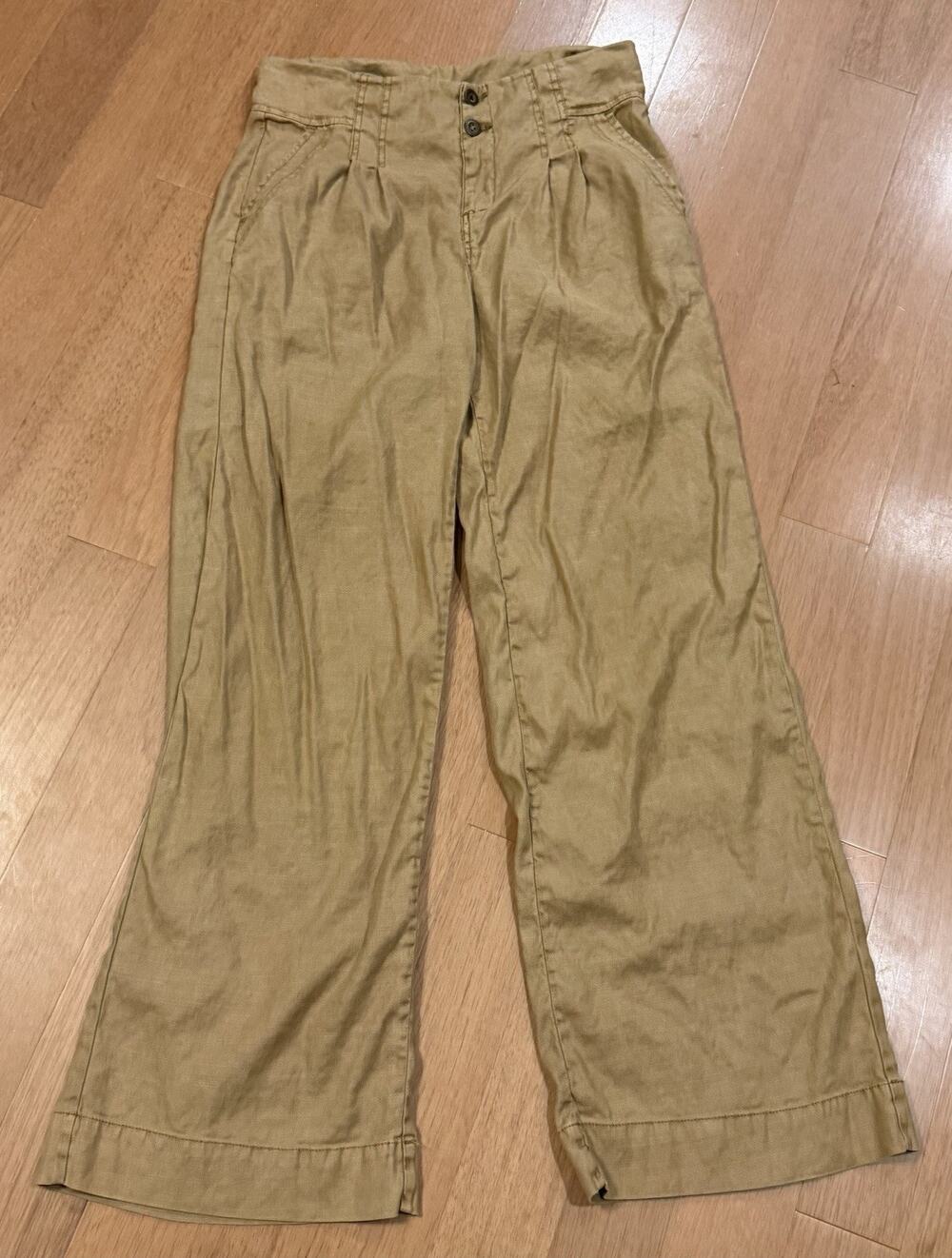 Sundance Womens Size 10 Wide Leg Linen Blend Pants High Rise Pockets Fairycore